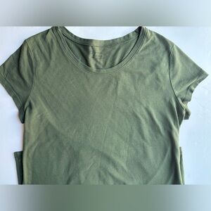 NO BOUNDARIES Women’s XL 15-17‎ Cotton/Poly Olive Green Short Sleeve Top